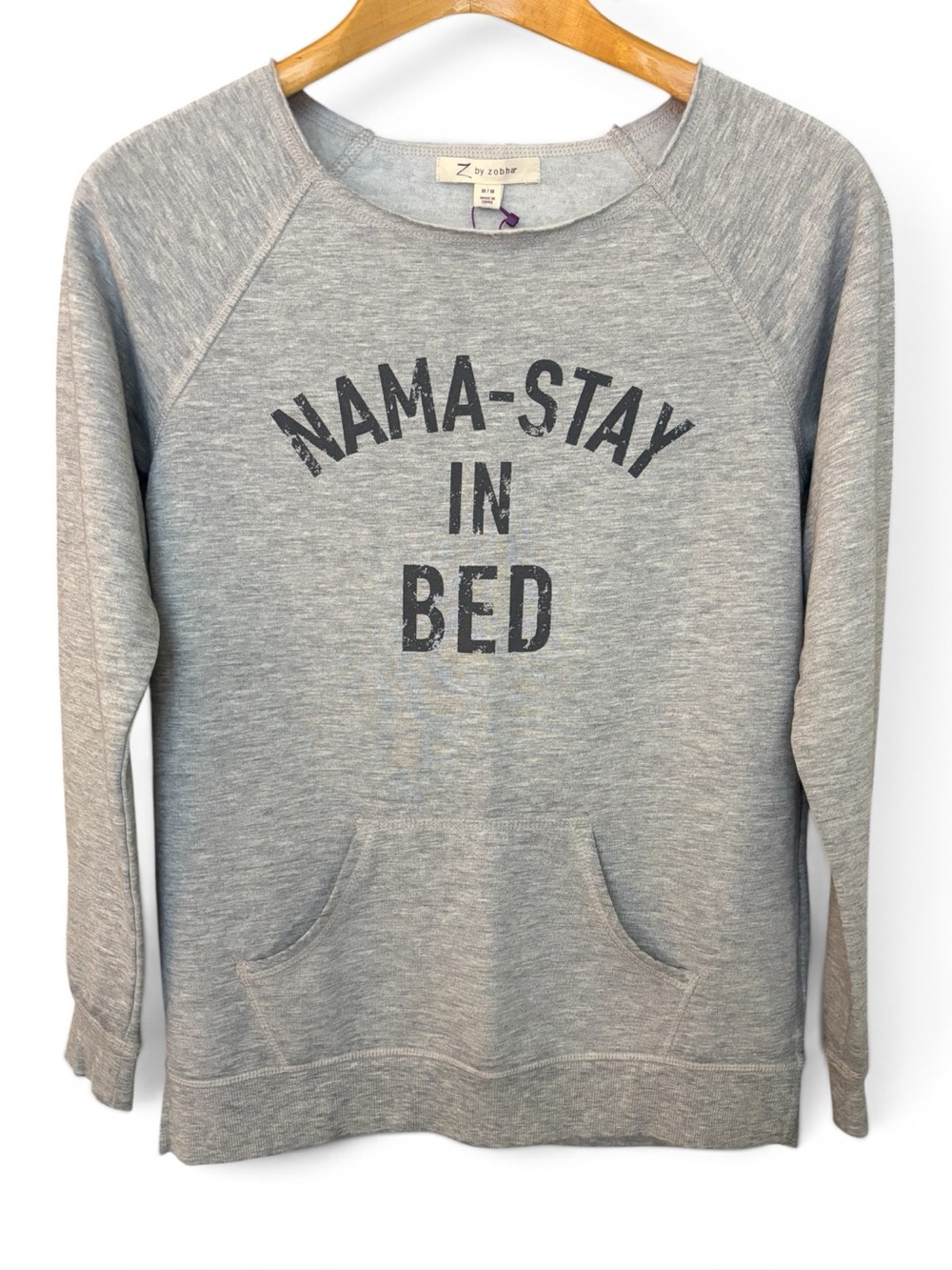 NWT Cozy Grey 'Nama-Stay In Bed' Sweatshirt by Z by Zobha Size M